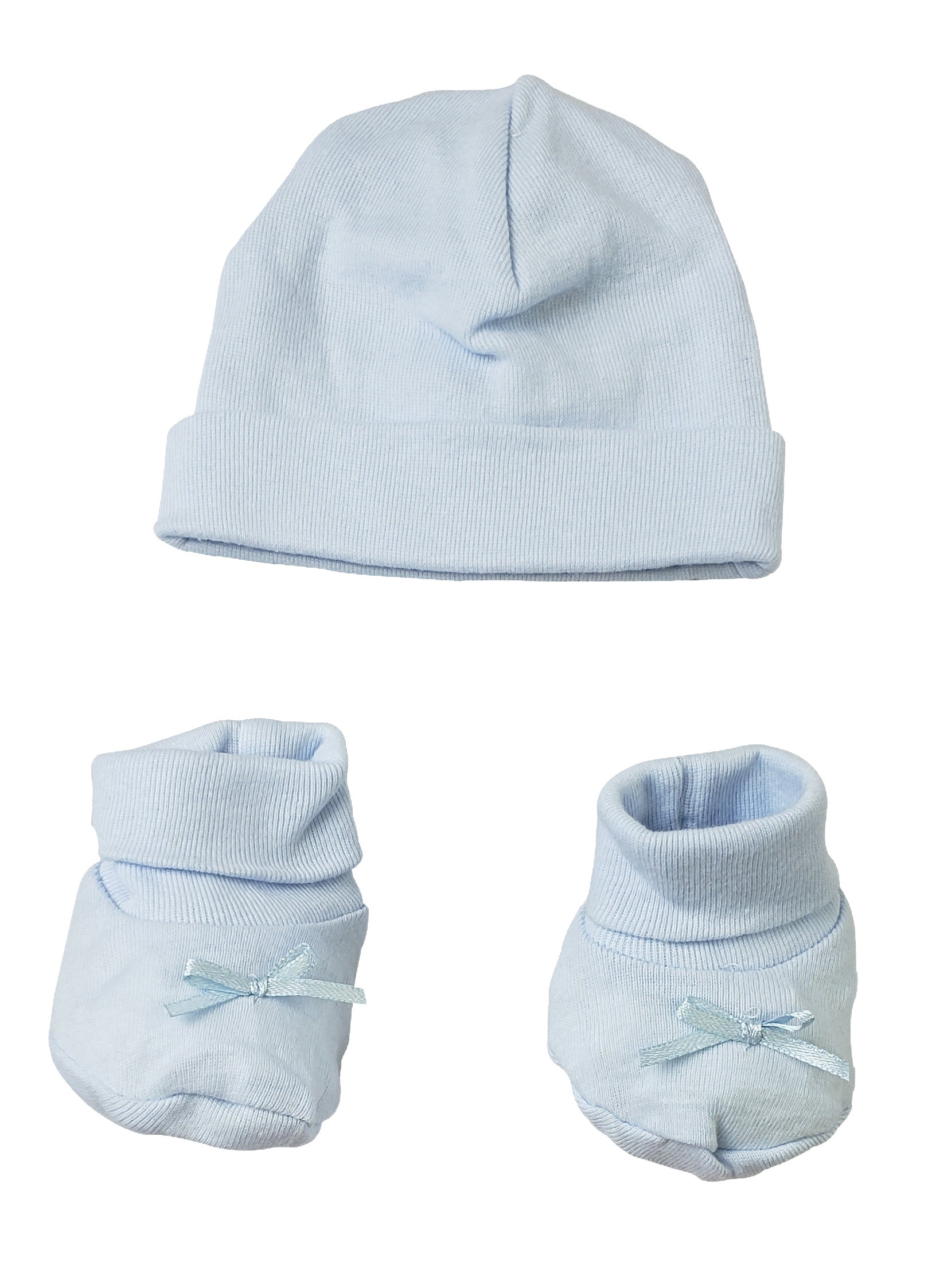 Preemie Baby Cap & Bootie Set - Blue 033pblue - Infant Wear