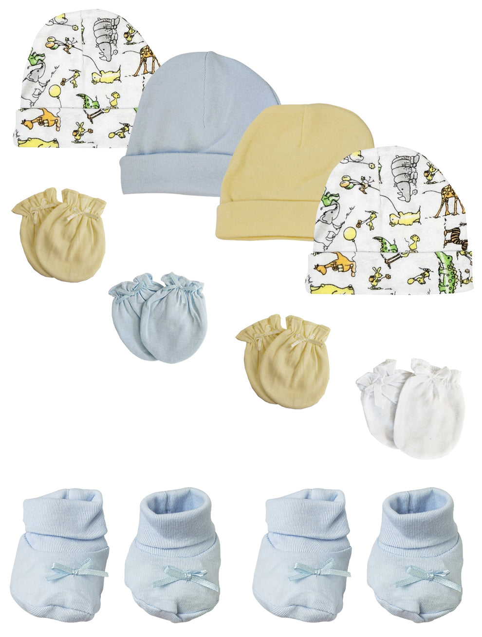 Preemie Baby Boy Caps With Infant Mittens And Booties - 10 Pack Nc_0210 - GreatEagleInc
