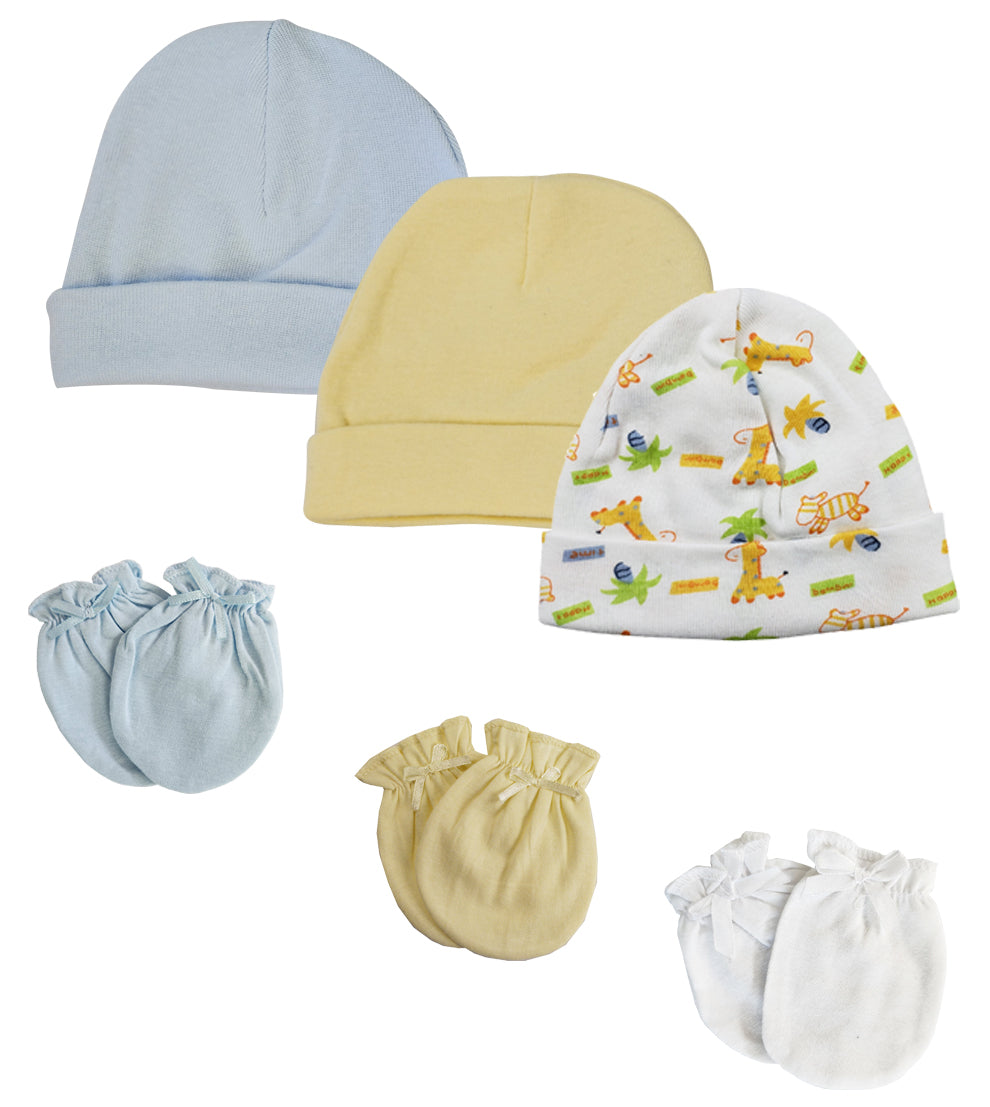 Baby Boy Infant Caps And Mittens (pack Of 6) Nc_0315 - GreatEagleInc