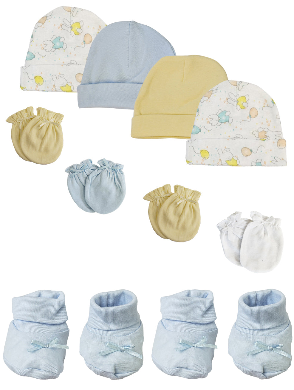 Preemie Baby Boy Caps With Infant Mittens And Booties - 10 Pack Nc_0206 - GreatEagleInc