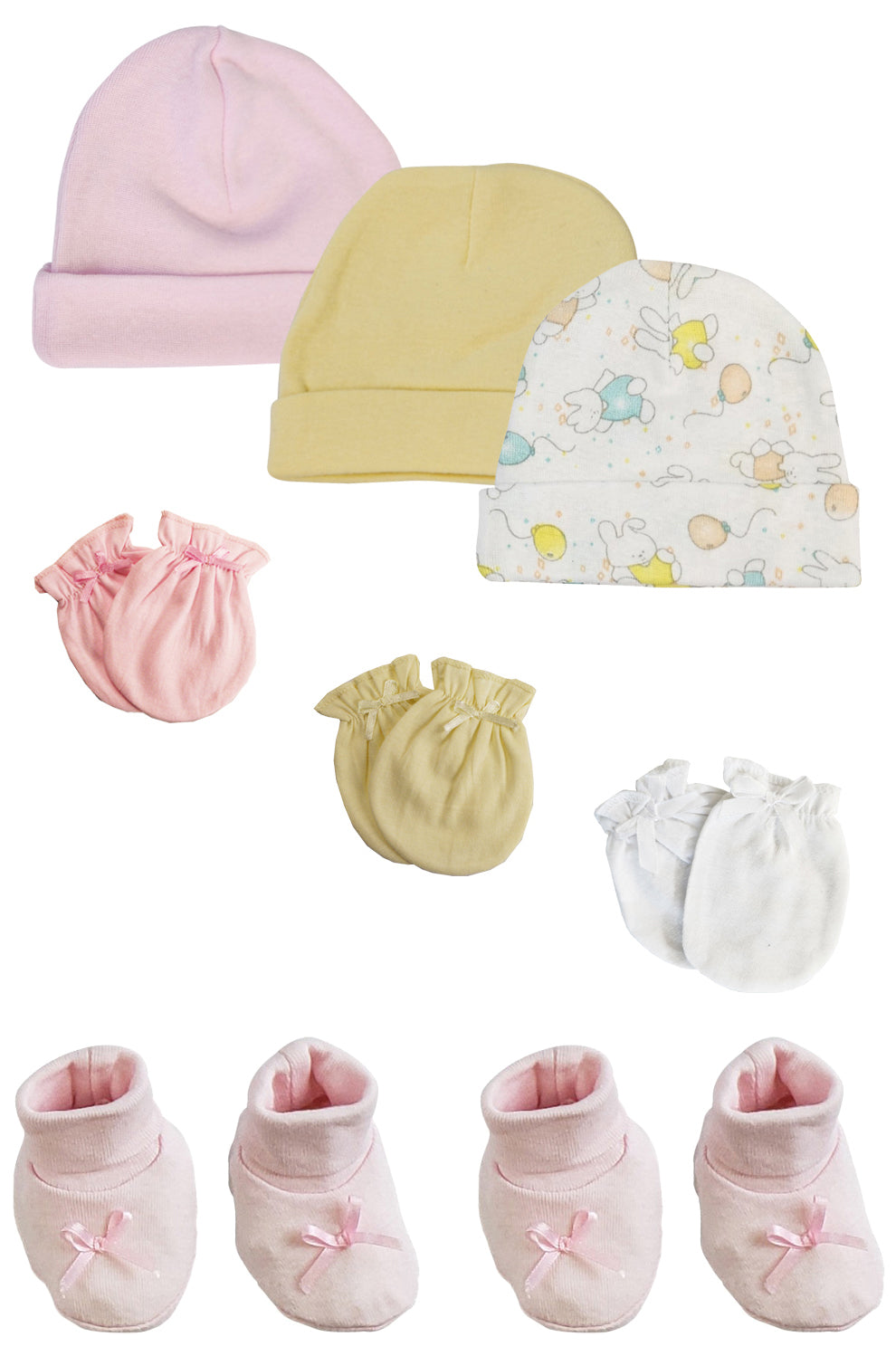 Preemie Baby Girl Caps With Infant Mittens And Booties - 8 Pack Nc_0209 - GreatEagleInc