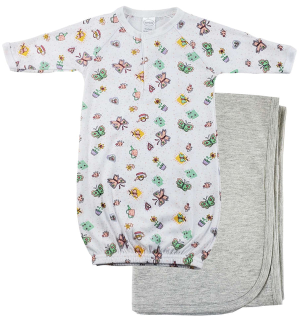 Print Infant Gown And Recieving Blanket Cs_0103 - Infant Wear