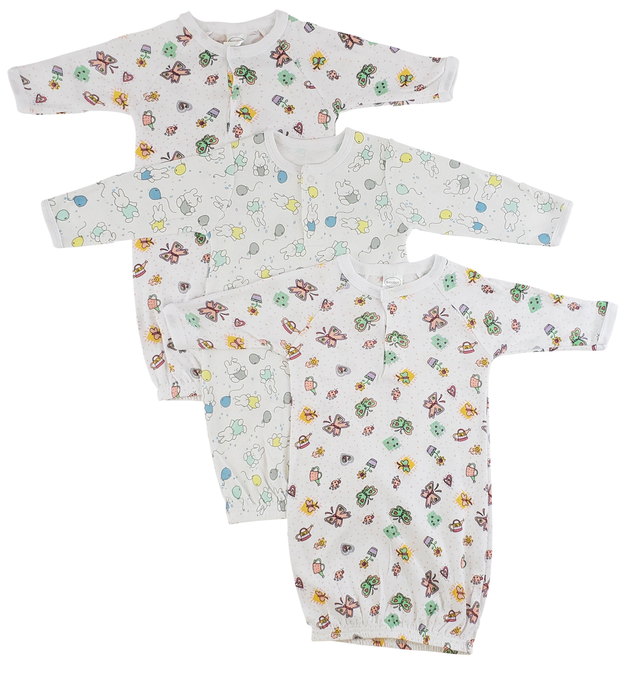 Girls Print Infant Gowns - 3 Pack Cs_0091 - GreatEagleInc