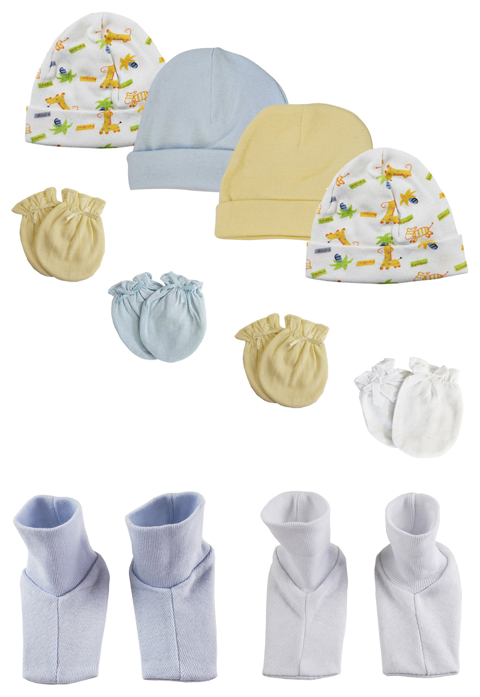 Baby Boy Infant Caps, Booties And Mittens (pack Of 10) Nc_0313 - GreatEagleInc