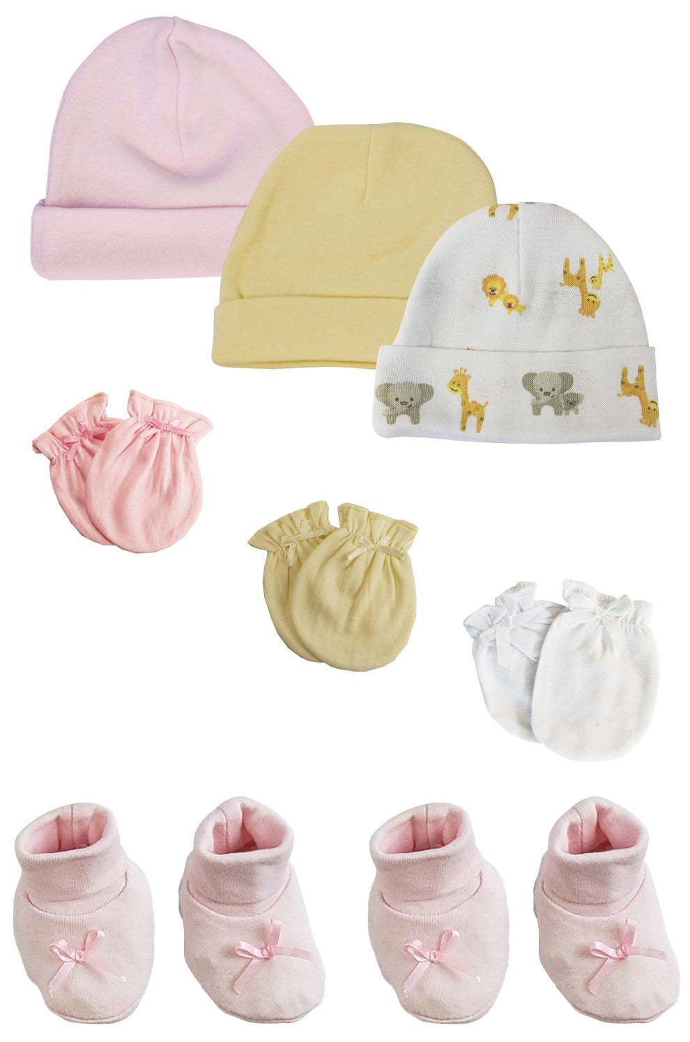 Preemie Baby Girl Caps With Infant Mittens And Booties - 8 Pack Nc_0225 - GreatEagleInc