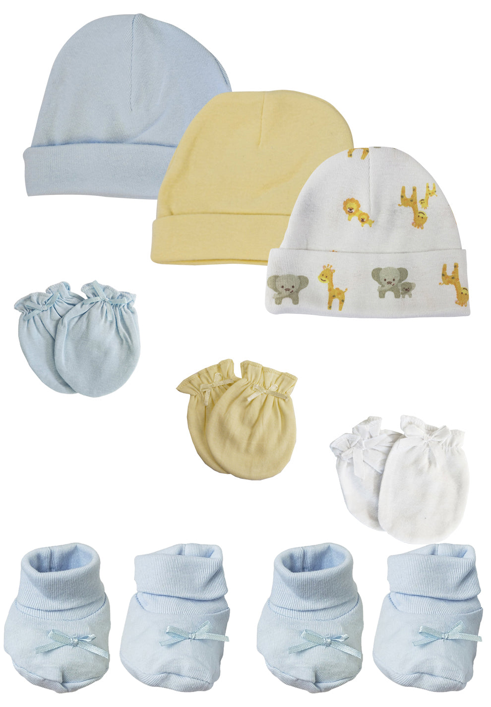Preemie Baby Boy Caps With Infant Mittens And Booties - 8 Pack Nc_0223 - GreatEagleInc