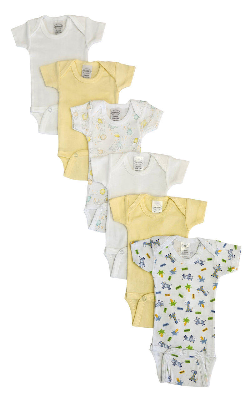 Baby Boy, Baby Girl, Unisex Short Sleeve Onezies Variety (pack Of 6) Nc_0241 - GreatEagleInc