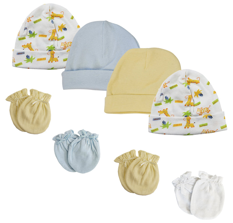 Baby Boy Infant Caps And Mittens (pack Of 8) Nc_0312 - GreatEagleInc