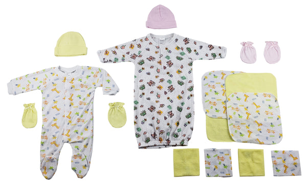 Sleep-n-play, Gown, Caps, Mittens And Washcloths - 14 Pc Set Cs_0040 - Infant Wear