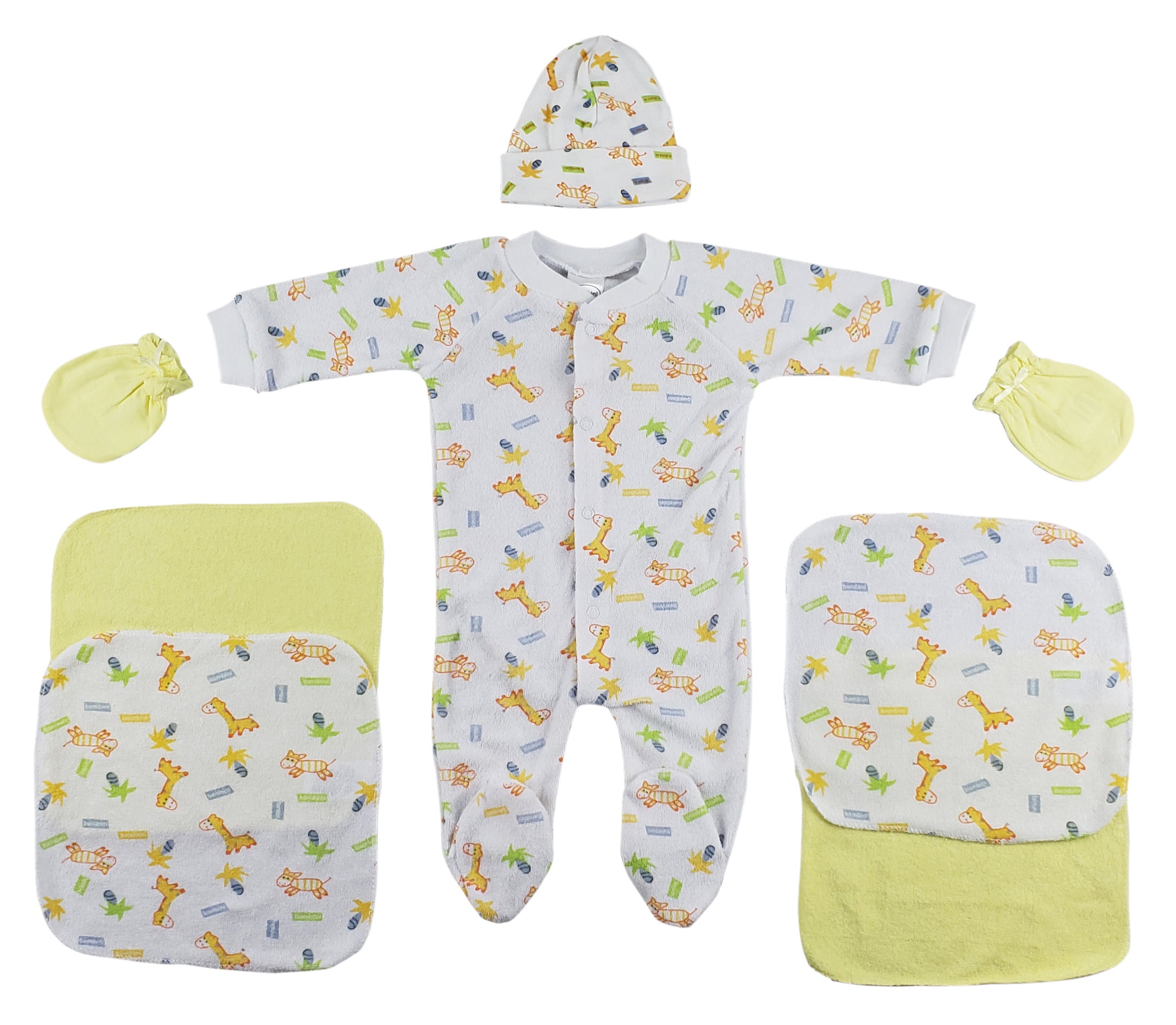 Sleep-n-play, Cap, Mittens And Washcloths - 7 Pc Set Cs_0032 - GreatEagleInc