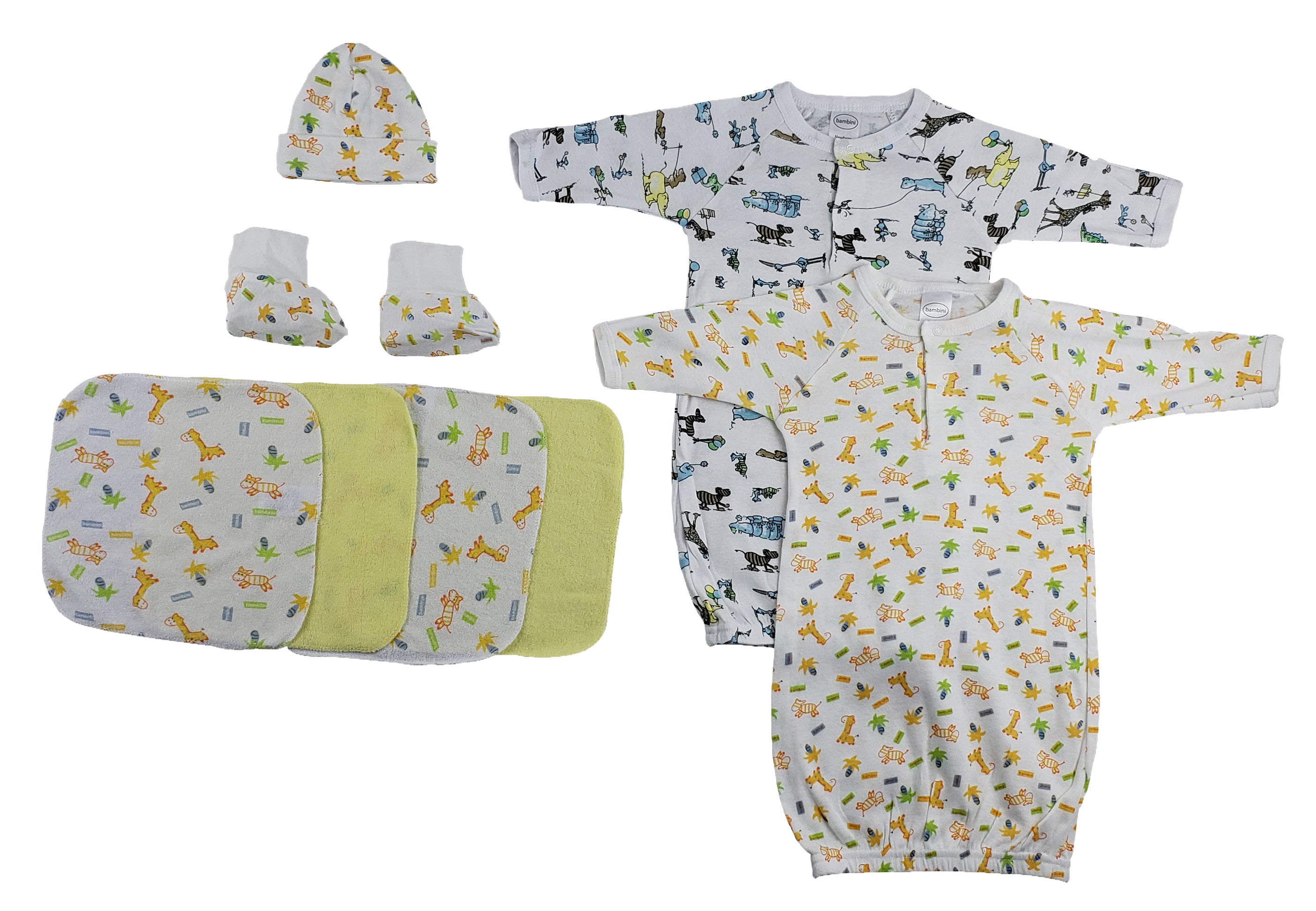 Gowns, Cap Booties And Washcloths - 8 Pc Set Cs_0024 - GreatEagleInc