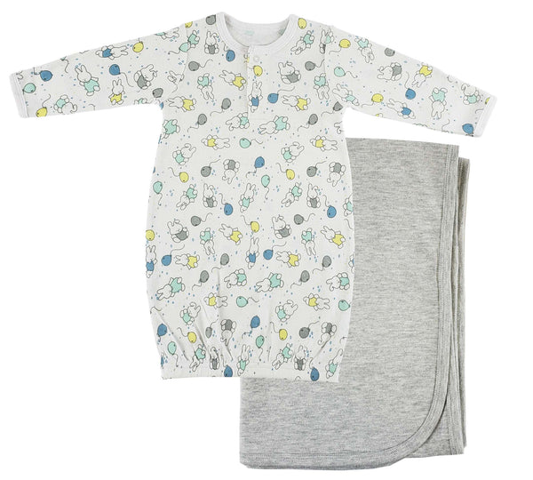 Print Infant Gown And Recieving Blanket Cs_0106 - Infant Wear