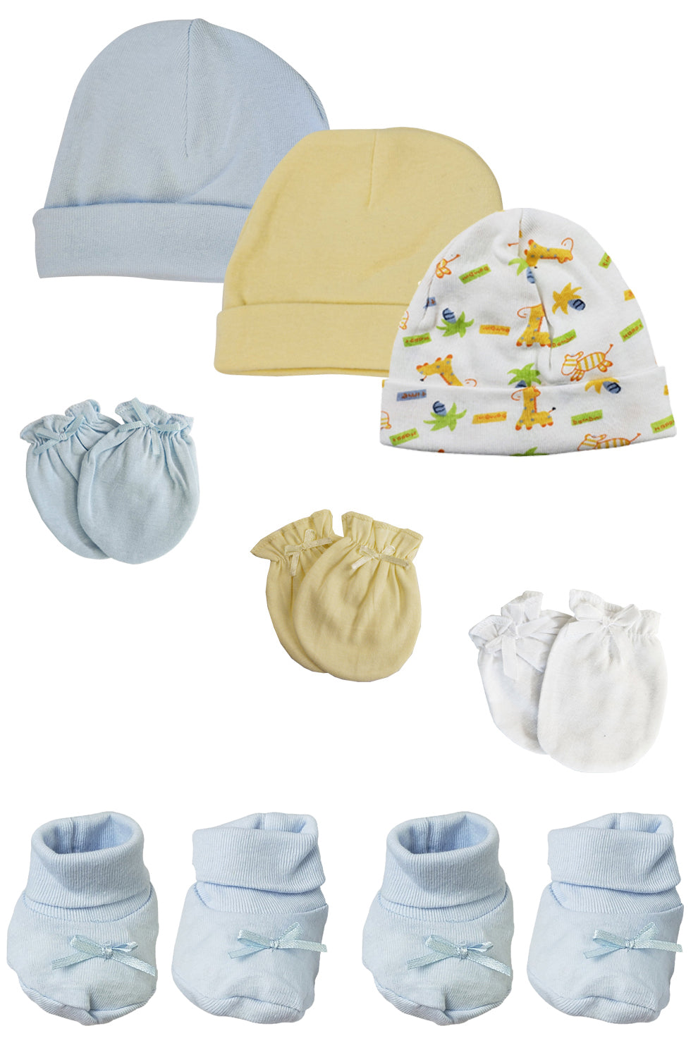 Preemie Baby Boy Caps With Infant Mittens And Booties - 8 Pack Nc_0214 - GreatEagleInc