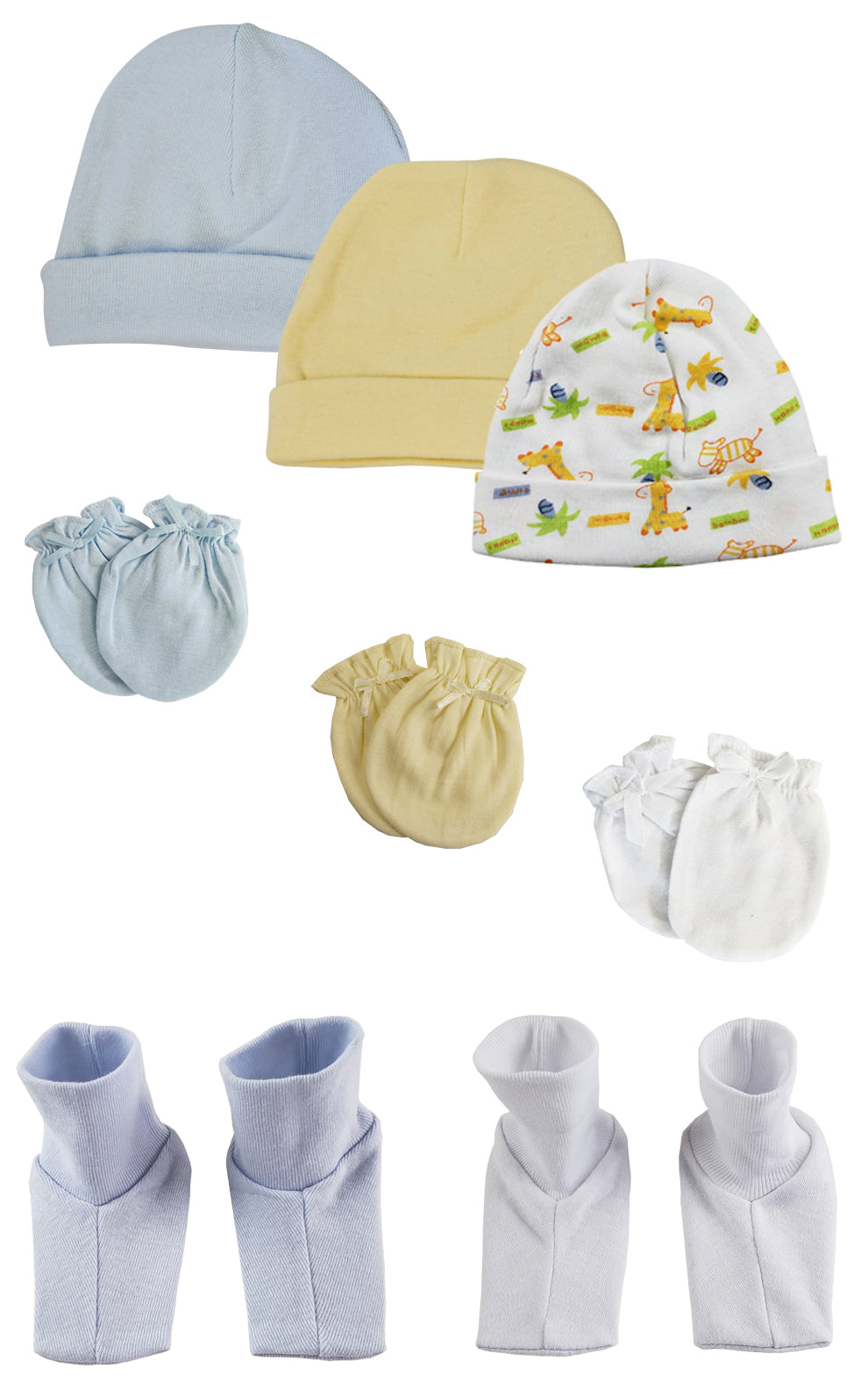 Baby Boy Infant Caps, Booties And Mittens (pack Of 8) Nc_0316 - GreatEagleInc