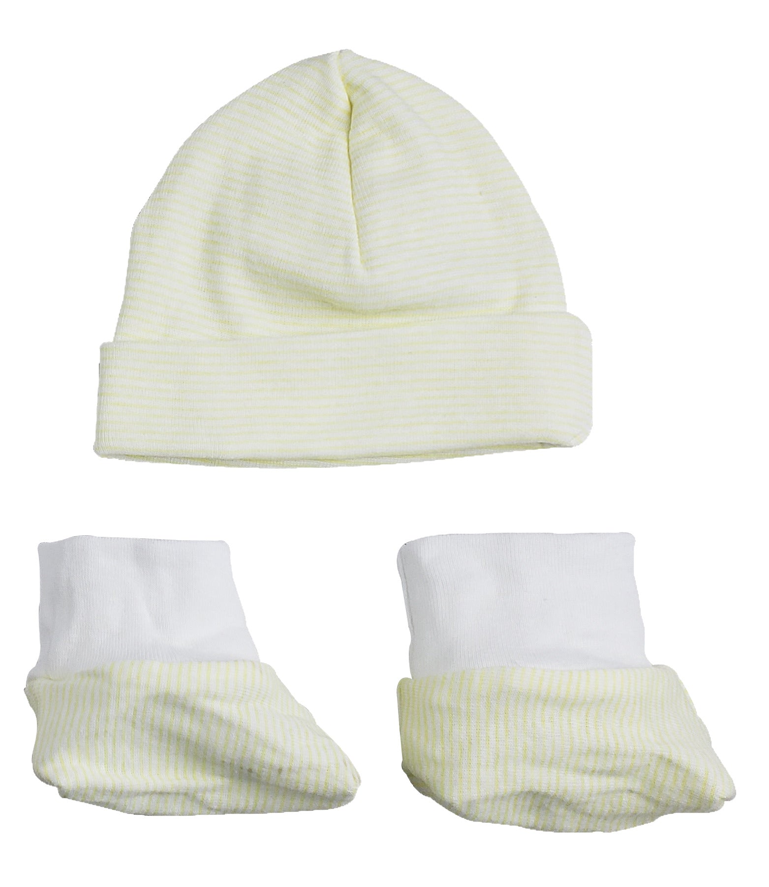 Baby Cap And Bootie Set 030.striped.yellow - GreatEagleInc