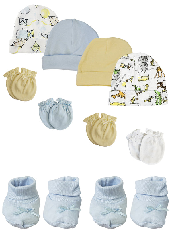 Preemie Baby Boy Caps With Infant Mittens And Booties - 10 Pack Nc_0217 - GreatEagleInc