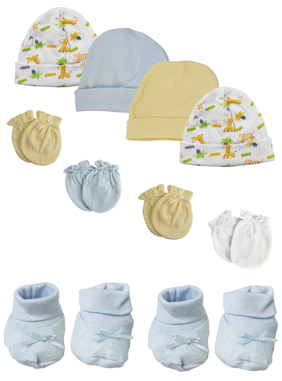 Preemie Baby Boy Caps With Infant Mittens And Booties - 10 Pack Nc_0213 - GreatEagleInc