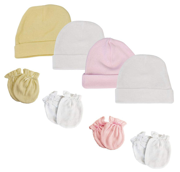 Baby Girls Caps And Mittens (pack Of 8) Nc_0398 - Infant Wear