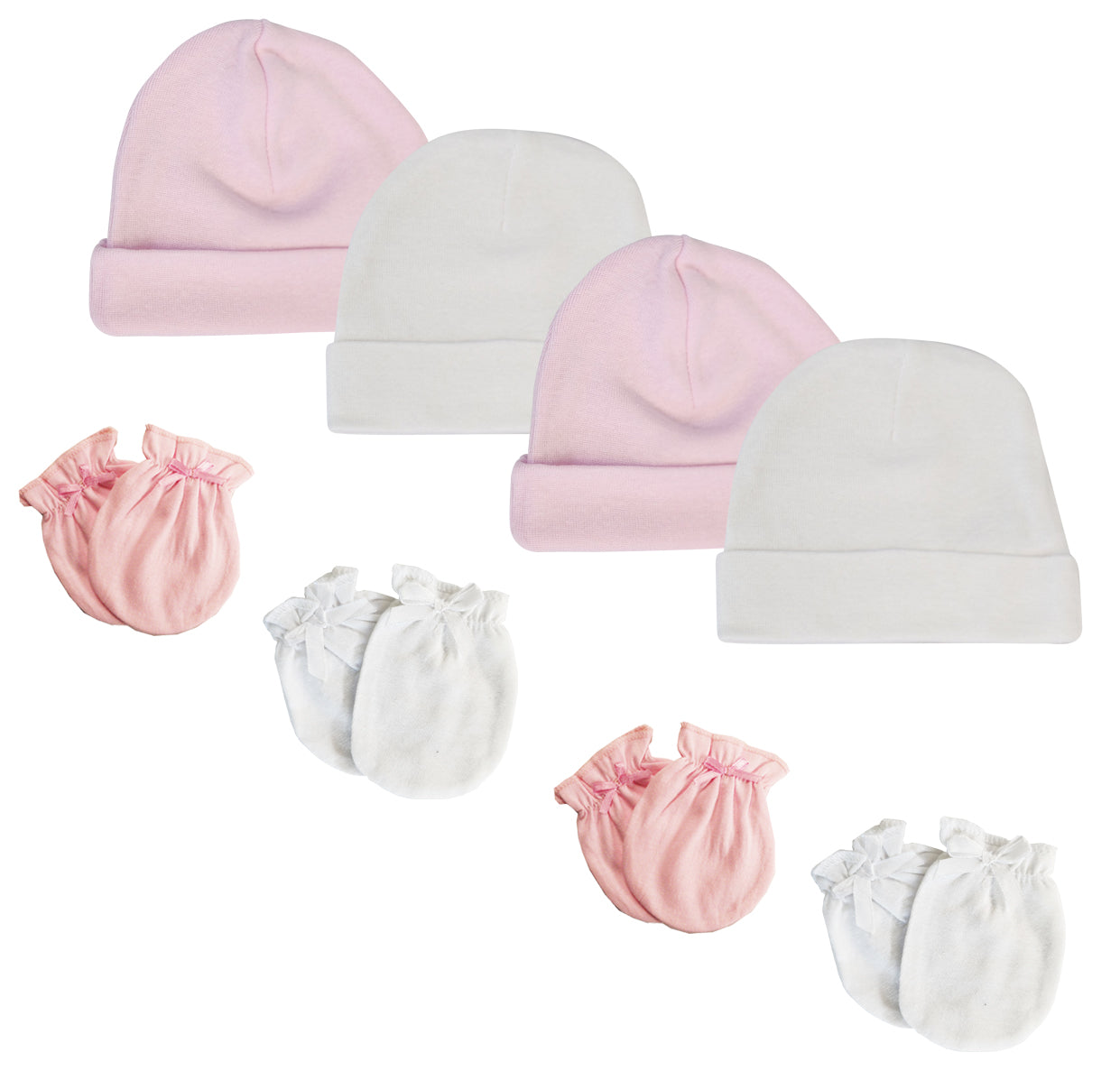 Baby Girls Cap And Infant Mittens - 8 Pc Set Nc_0257 - GreatEagleInc
