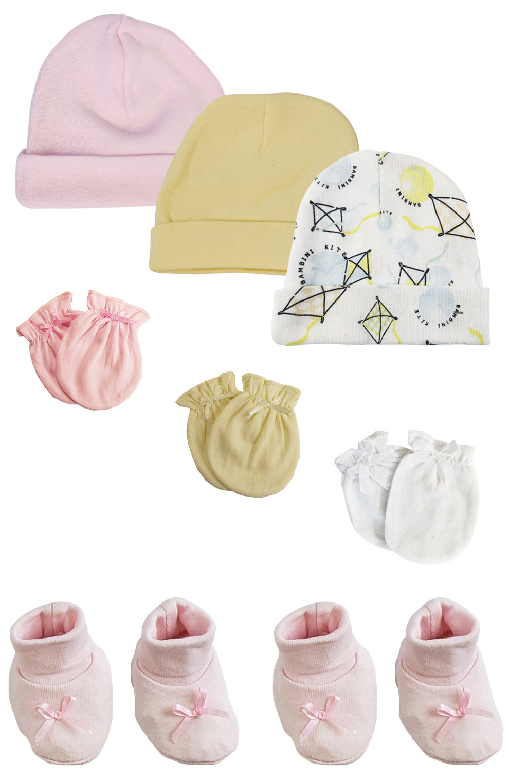 Preemie Baby Girl Caps With Infant Mittens And Booties - 8 Pack Nc_0221 - GreatEagleInc