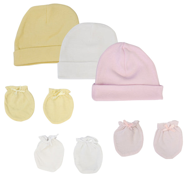 Baby Girls Caps And Mittens (pack Of 6) Nc_0399 - Infant Wear