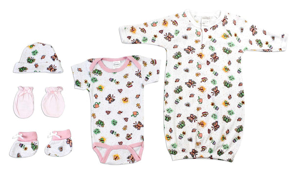 Newborn Baby Girls 5 Pc  Baby Shower Gift Set Ls_0084 - Infant Wear