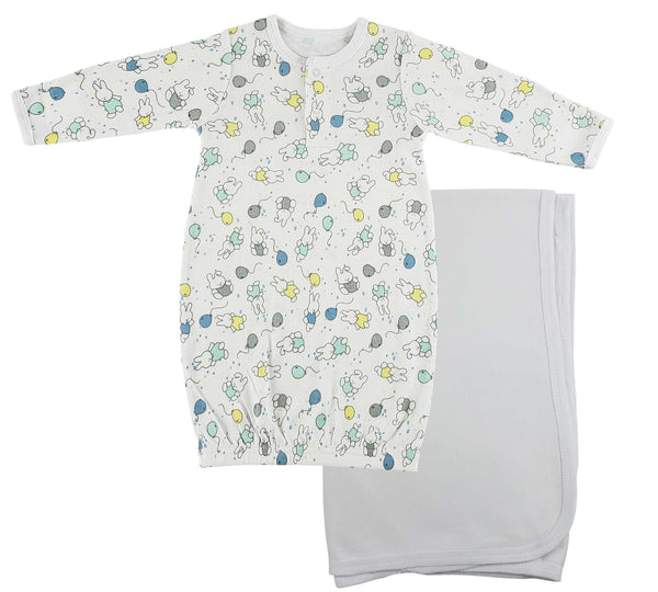 Print Infant Gown And Recieving Blanket Cs_0107 - Infant Wear
