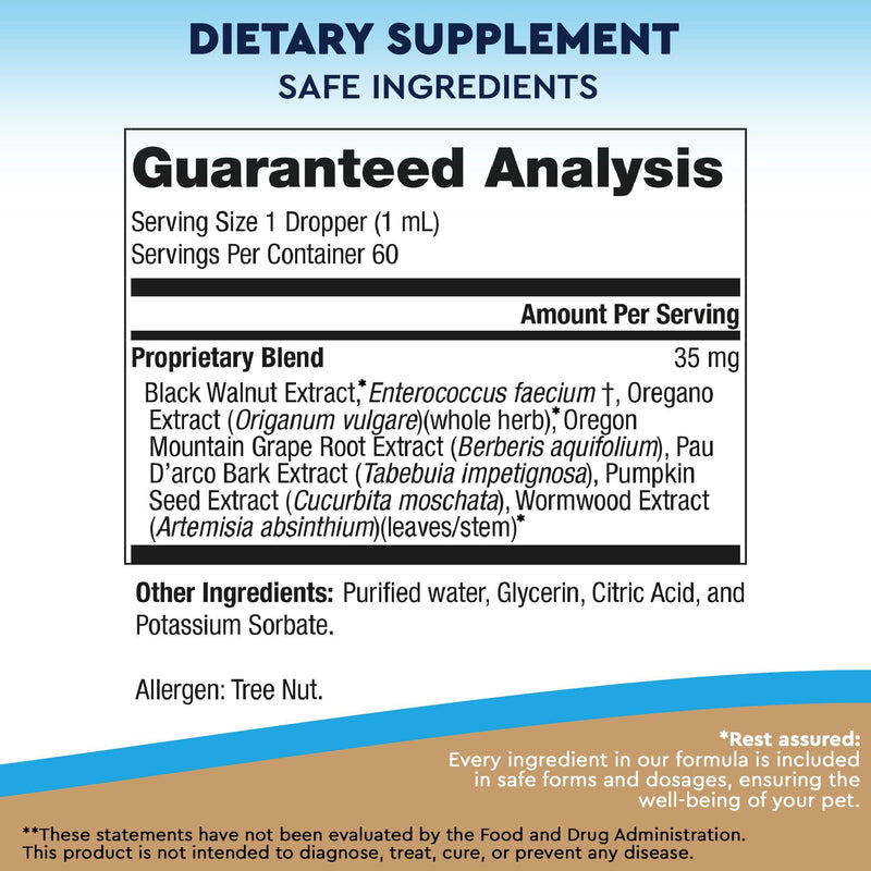 Cats & Dogs Natural Worm Treatment with Probiotic & Liquid Herbal Medicine   Prevention Medication & Supplement Drops for…