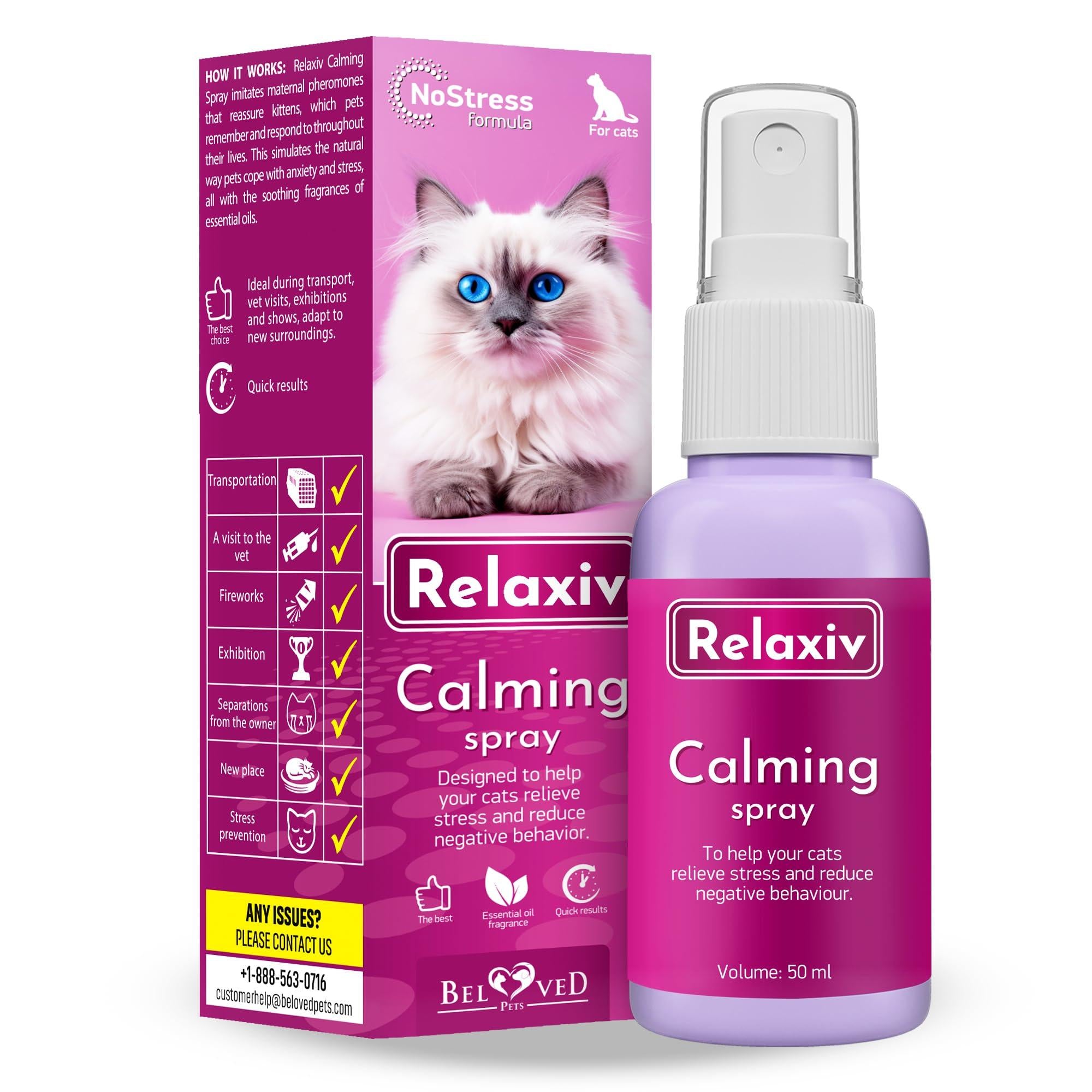 Beloved Pets Calming Pheromone Spray & Scratch Repellent for Cats   Reduce Scratching Furniture Pee   During Travel…