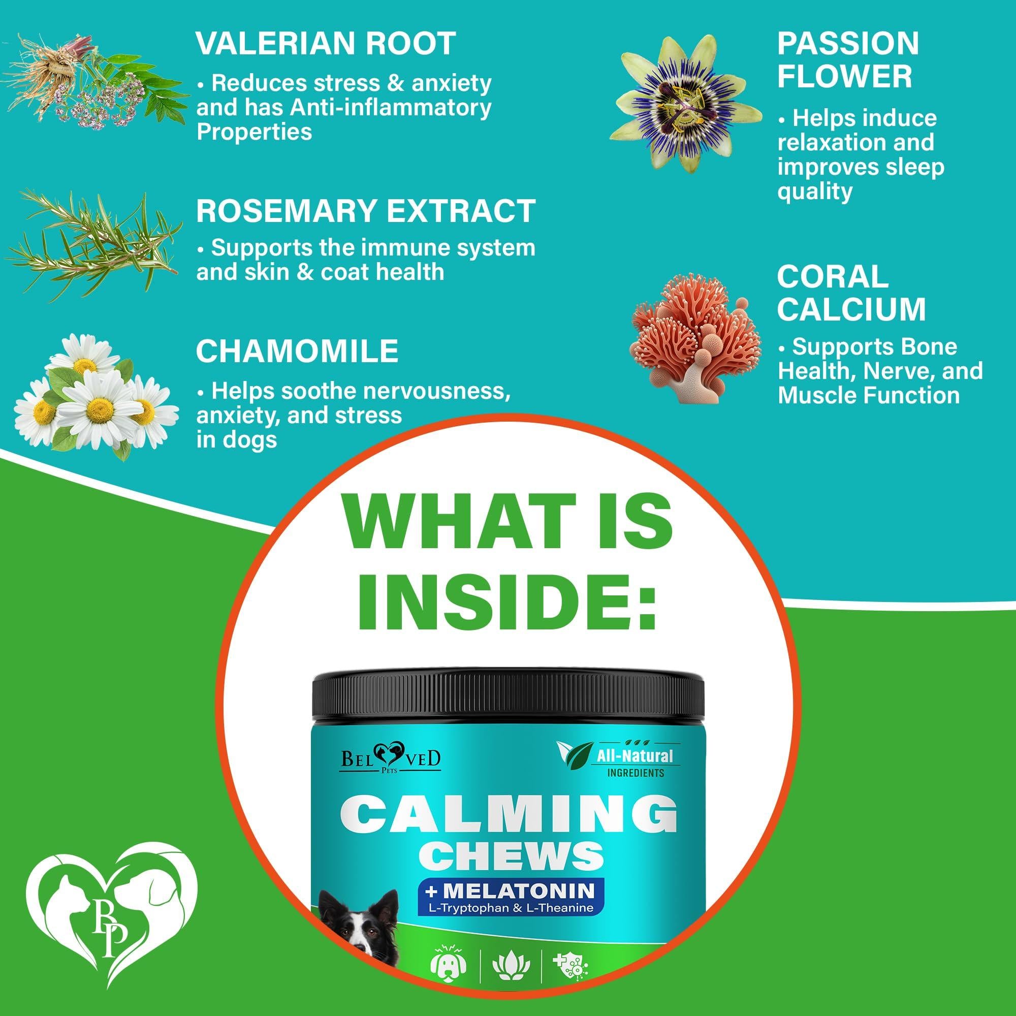 Hemp Calming Chews for Dogs & Puppy Pet Separation Anxiety Relief Treats & Calm Aggressive Behavior Melatonin Anti Stress Treatment Help with Thunder Sleep Aid Made in USA (Bacon (For Dogs))