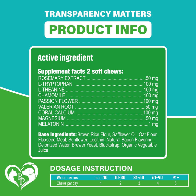 Hemp Calming Chews for Dogs & Puppy Pet Separation Anxiety Relief Treats & Calm Aggressive Behavior Melatonin Anti Stress Treatment Help with Thunder Sleep Aid Made in USA (Bacon (For Dogs))