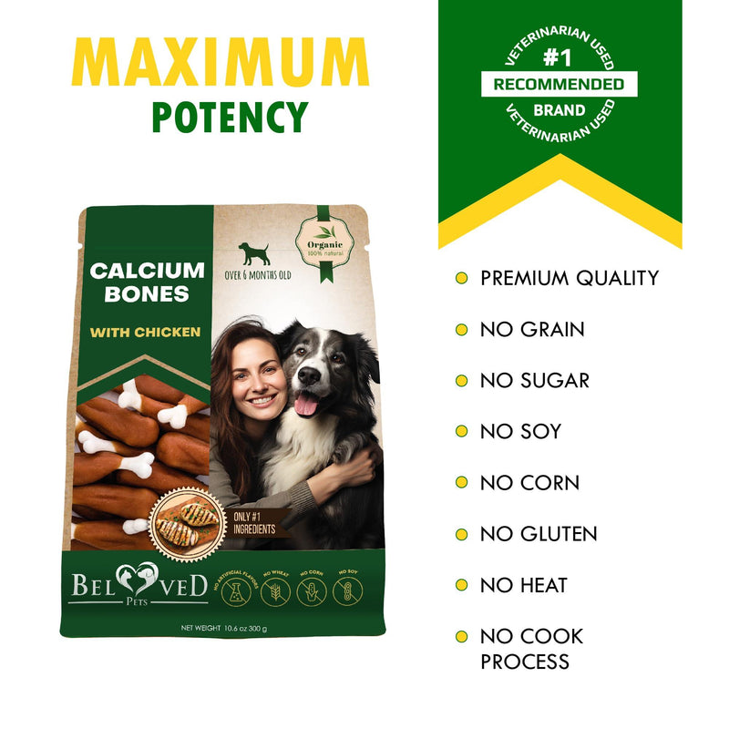 Dog Calcium Bones Wrapped Chicken & Rawhide Free Chew Treats   Pet Healthy Dried Snacks & Grain Free Organic Meat   Bulk…