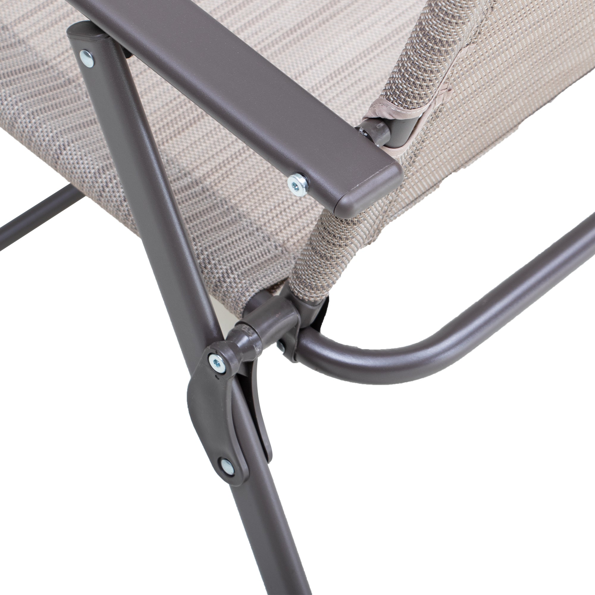 Set of Four 35" Brown Steel Sling Outdoor Folding Arm Chairs - Outdoor