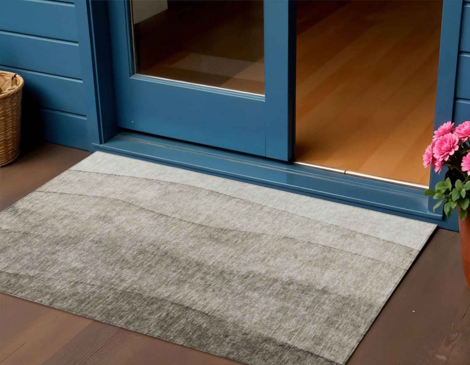 3' X 5' Taupe Brown And Ivory Ombre Washable Indoor Outdoor Area Rug