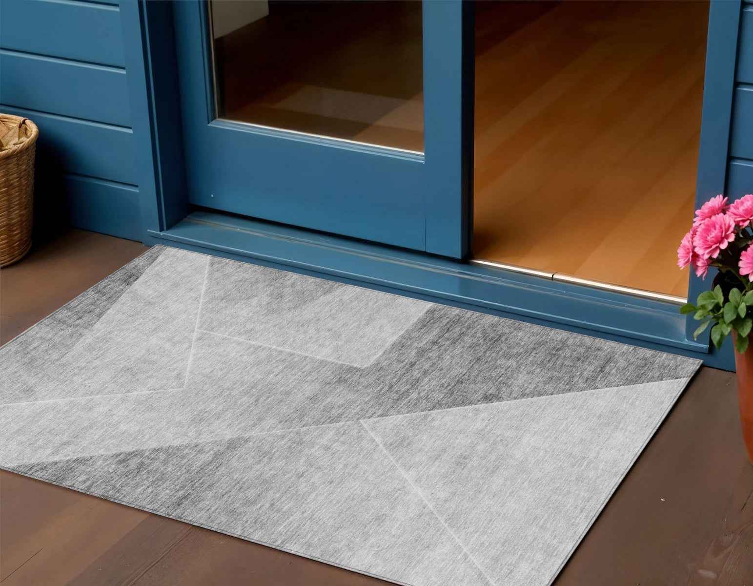 3' X 5' Gray Silver And Charcoal Abstract Washable Indoor Outdoor Area Rug