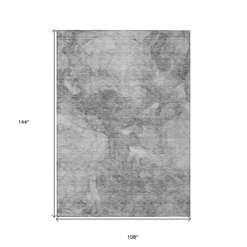 9' X 12' Gray Silver And Charcoal Nautical Washable Indoor Outdoor Area Rug