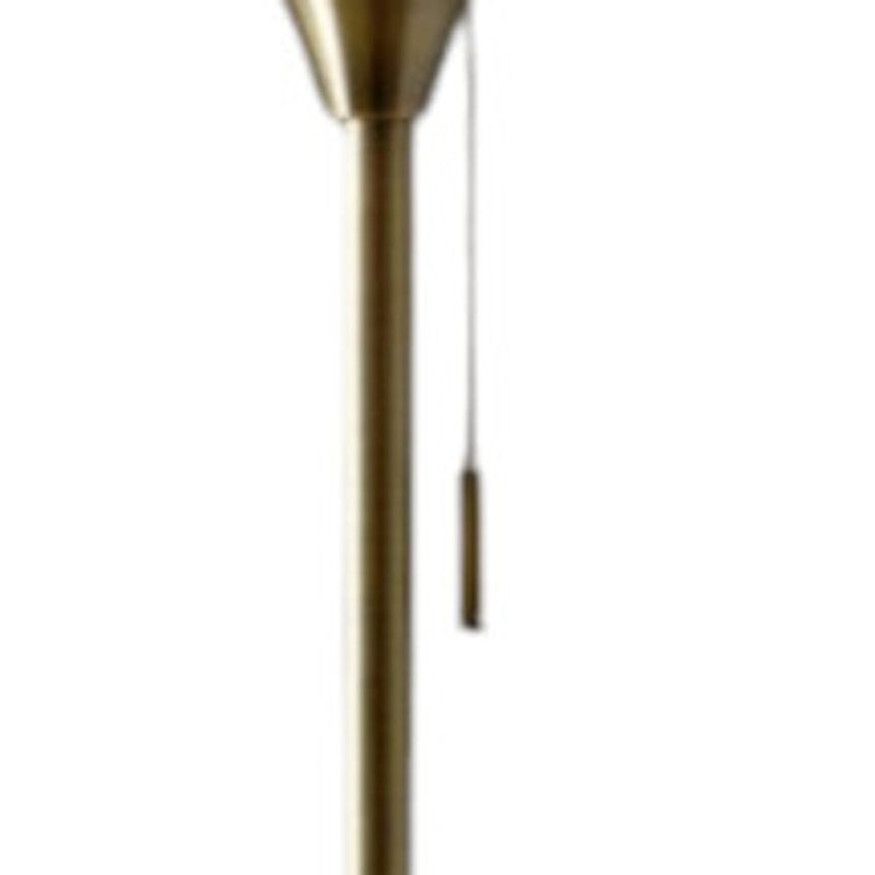 71" Brass Metal Torchiere Floor Lamp With White Glass Novelty Shade - Lighting