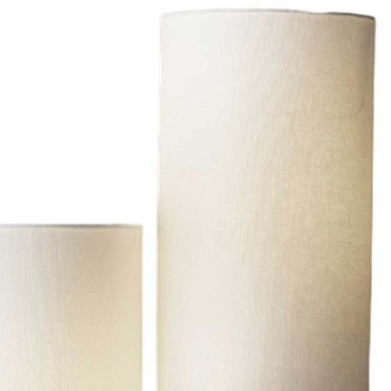 68" Silver Three Light Novelty Floor Lamp With White Linen Cylinder Shade - Lighting