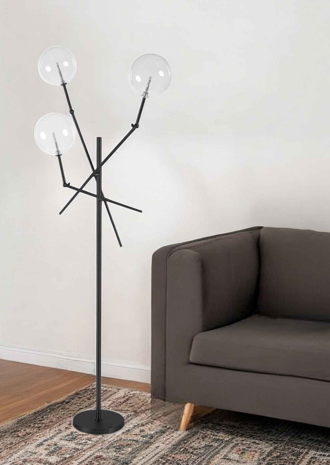 84" Black LED Floor Lamp With White