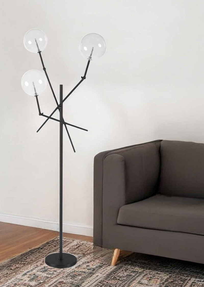 84" Black LED Floor Lamp With White