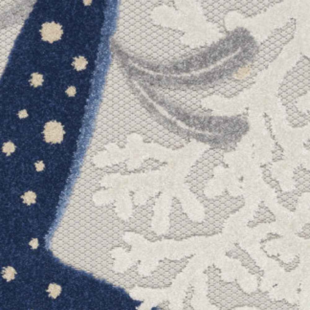 5' X 8' Blue And Gray Indoor Outdoor Area Rug