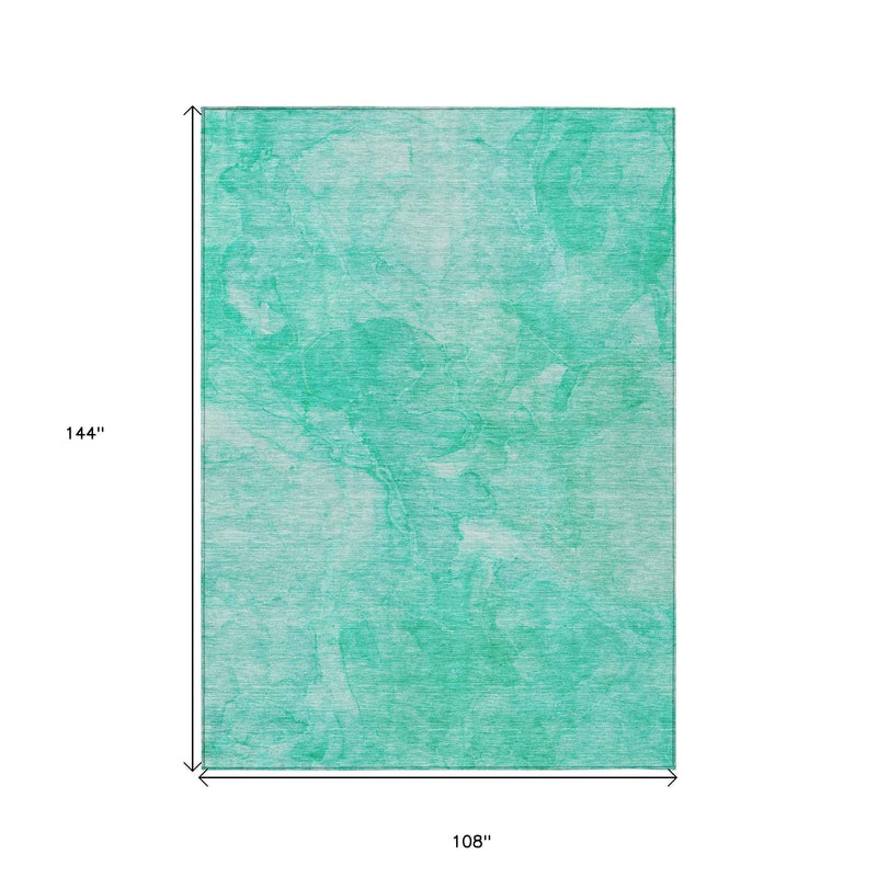 9' X 12' Teal Blue And Aqua Nautical Washable Indoor Outdoor Area Rug