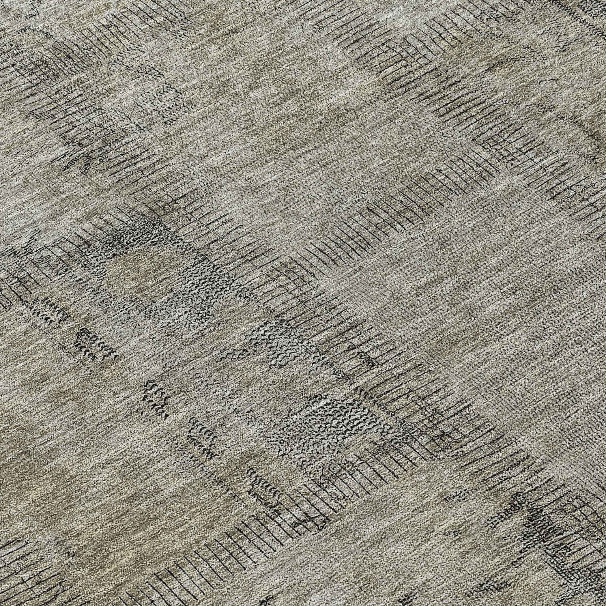 8' X 10' Taupe Brown And Beige Patchwork Washable Indoor Outdoor Area Rug