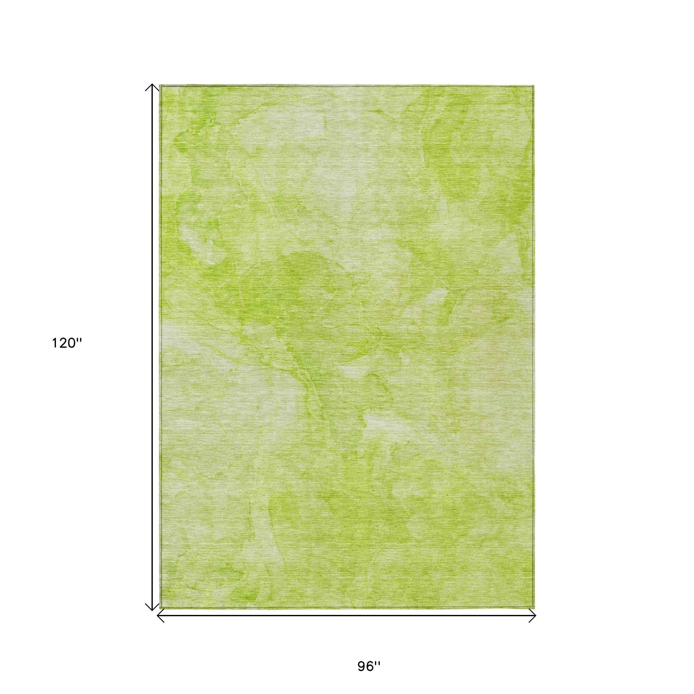 8' X 10' Artichoke Green And Lime Green Nautical Washable Indoor Outdoor Area Rug