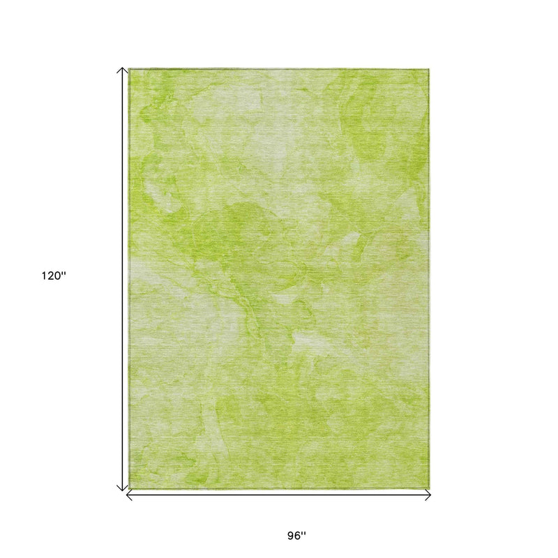 8' X 10' Artichoke Green And Lime Green Nautical Washable Indoor Outdoor Area Rug