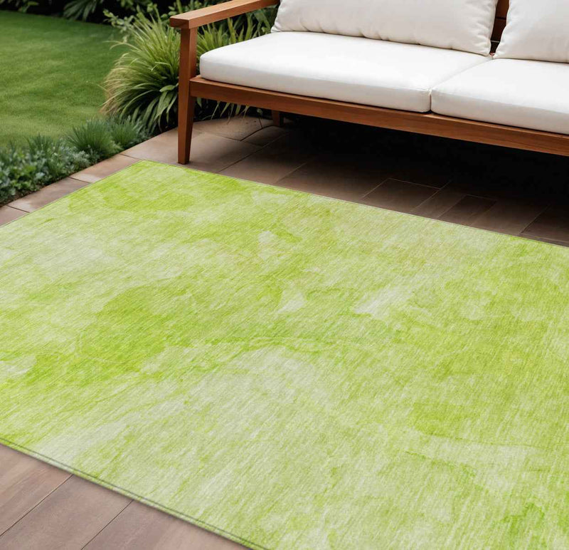 8' X 10' Artichoke Green And Lime Green Nautical Washable Indoor Outdoor Area Rug