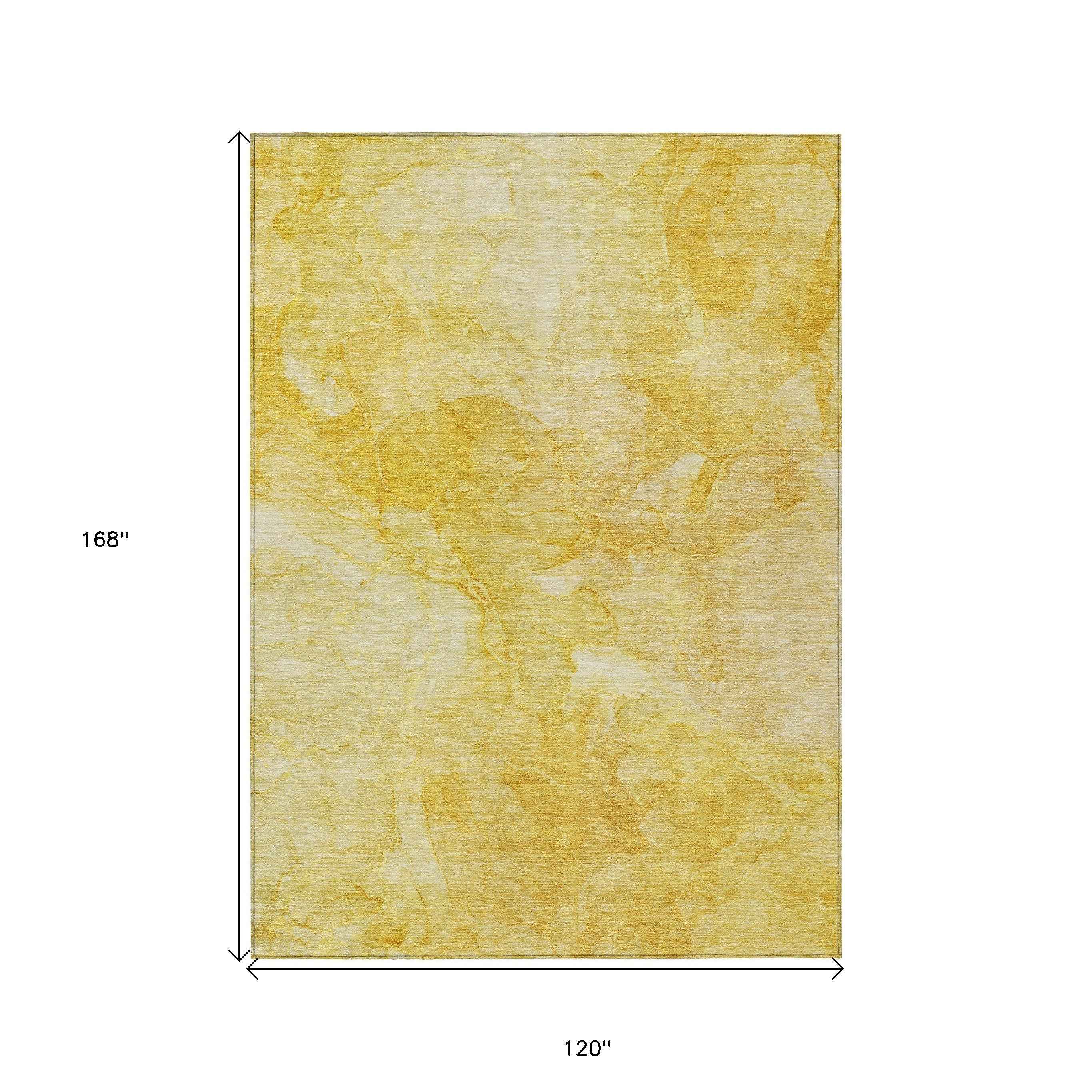 10' X 14' Gold And Yellow Nautical Washable Indoor Outdoor Area Rug