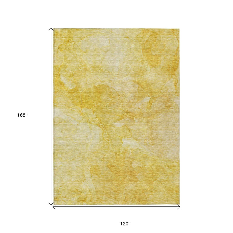 10' X 14' Gold And Yellow Nautical Washable Indoor Outdoor Area Rug