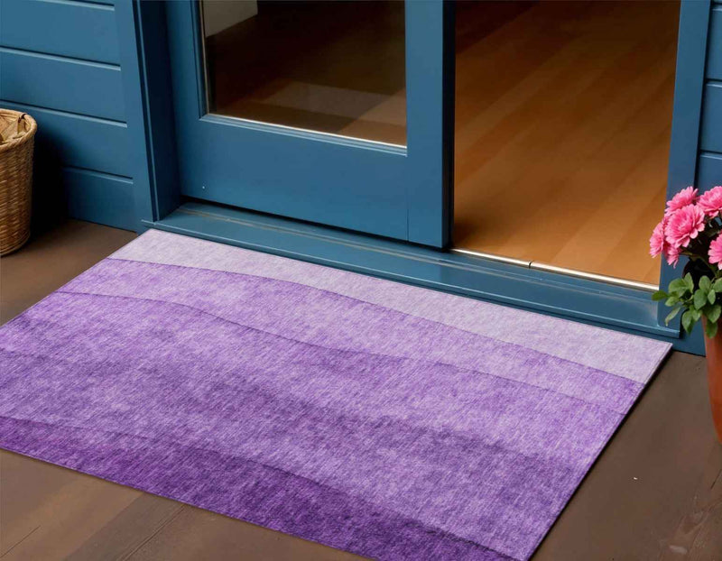 3' X 5' Purple And Lavender Ombre Washable Indoor Outdoor Area Rug