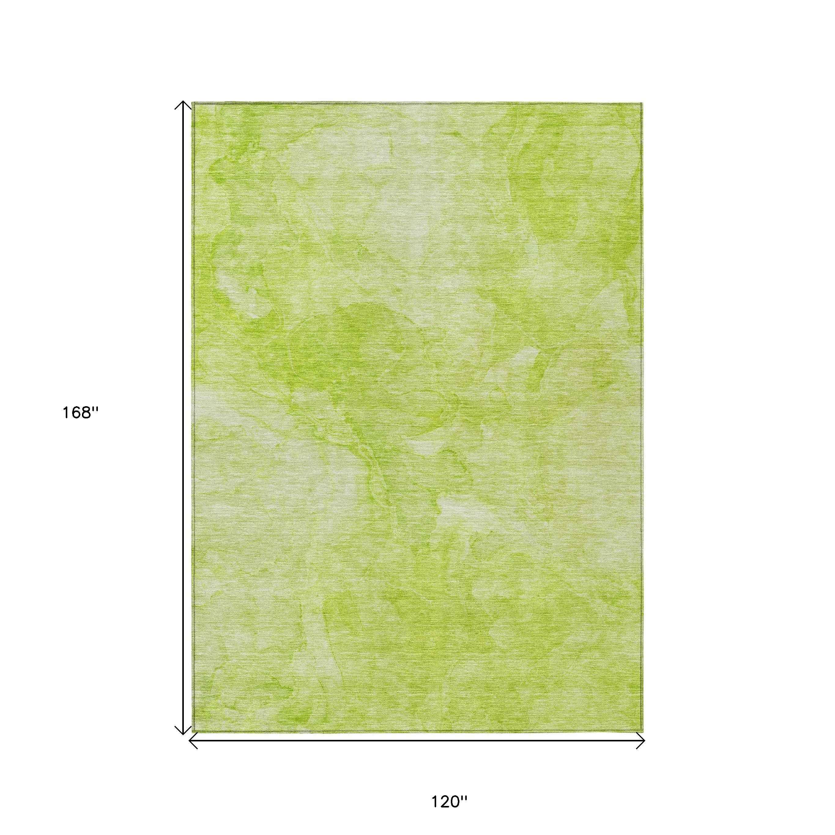 10' X 14' Artichoke Green And Lime Green Nautical Washable Indoor Outdoor Area Rug